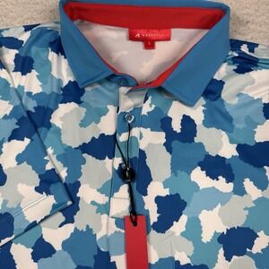 Redvanly‎ Dawson Polo Shirt Men's Large Golf Rugby PUREpoly Malibu Blue Camo NWT